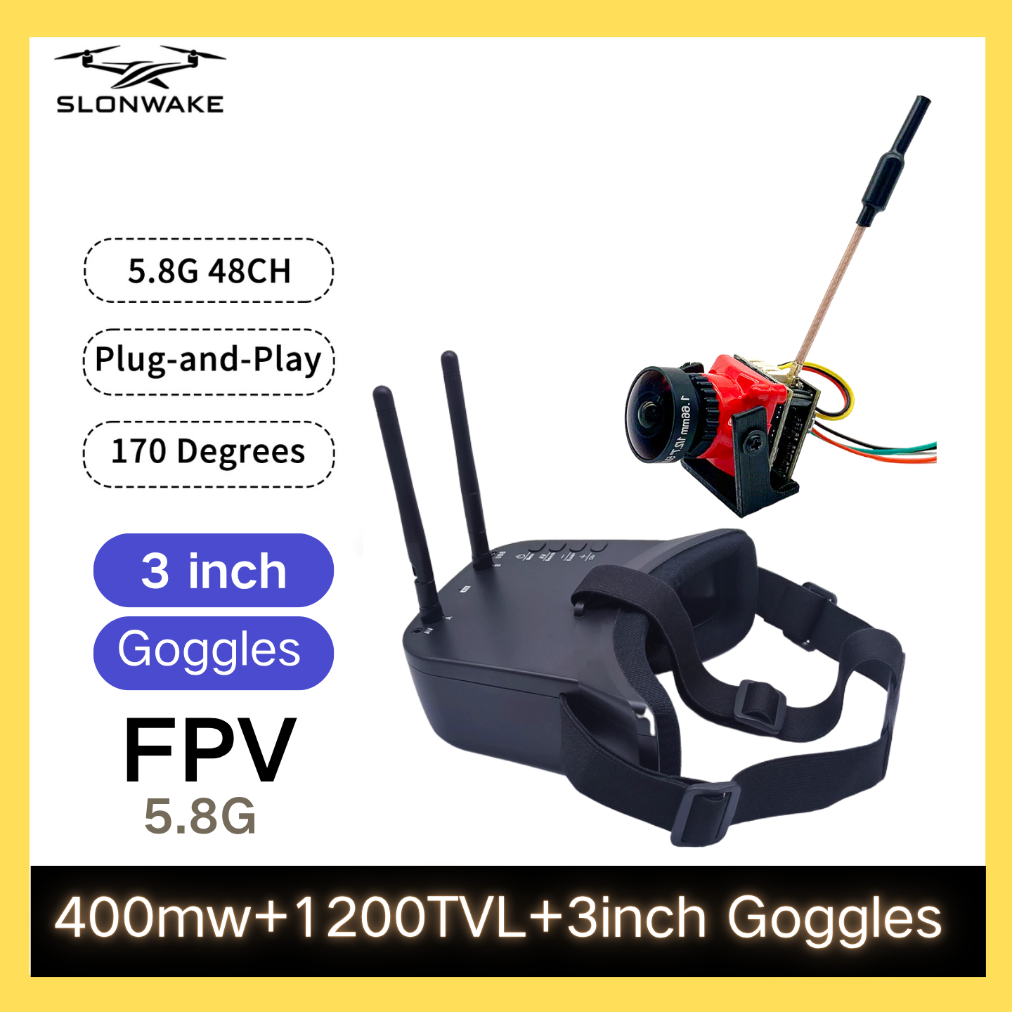 SLONWAKE 5.8G 48CH FPV 400mw V - Drone Rc Car ulasan dan harga