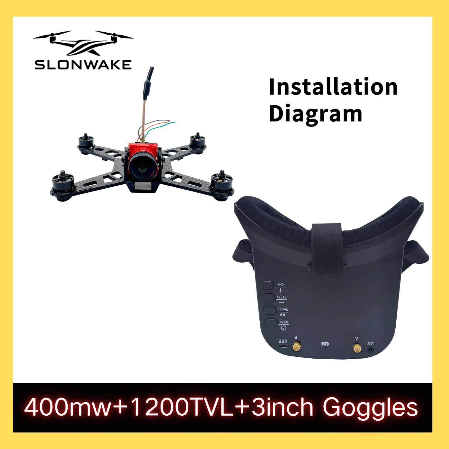 SLONWAKE 5.8G 48CH FPV 400mw V - Drone Rc Car ulasan dan harga