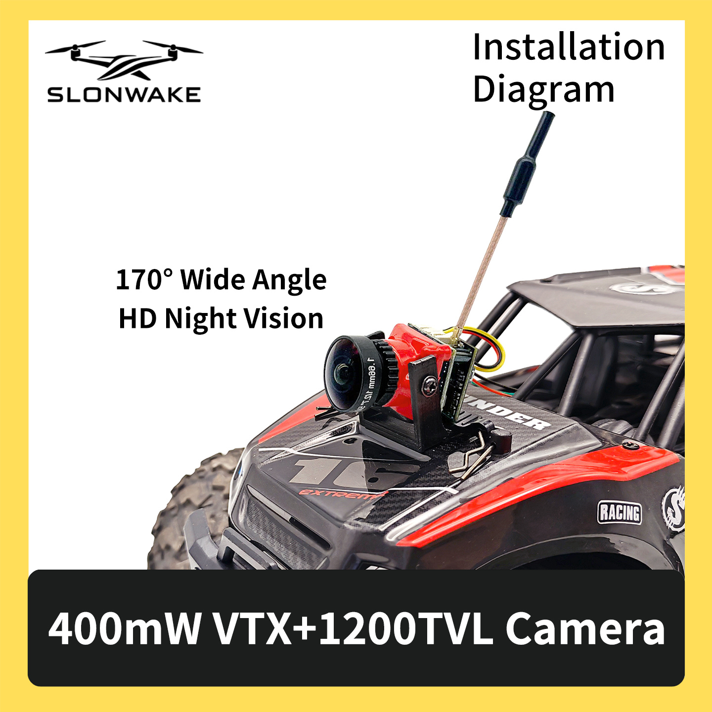 SLONWAKE 5.8G 48CH FPV 400mw V - Drone Rc Car ulasan dan harga